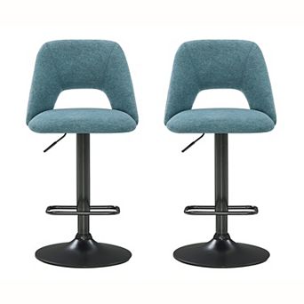 Trikiousd Adjustable Swivel Chenille Barstools Set of 2