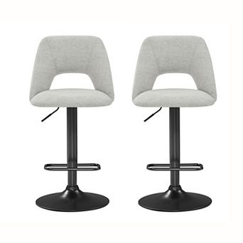 Trikiousd Adjustable Swivel Chenille Barstools Set of 2