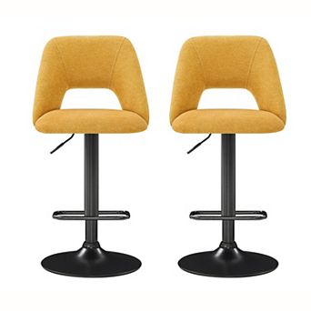 Trikiousd Adjustable Swivel Chenille Barstools Set of 2