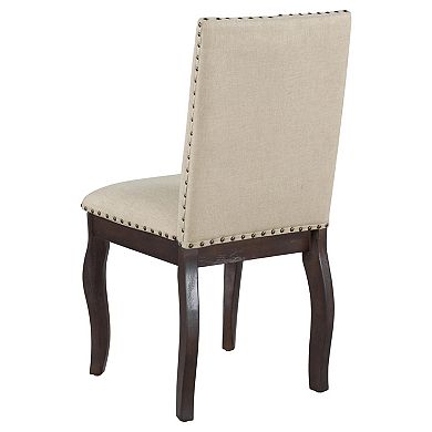Trikiousd Set of 2 Upholstered Dining Chairs with Nailhead Trim and Solid Wood Legs