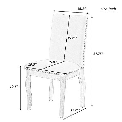 Trikiousd Set of 2 Upholstered Dining Chairs with Nailhead Trim and Solid Wood Legs