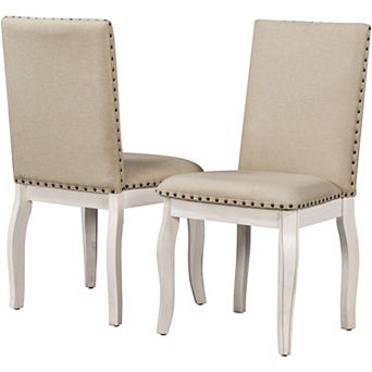 Trikiousd Set of 2 Upholstered Dining Chairs with Nailhead Trim and Solid Wood Legs