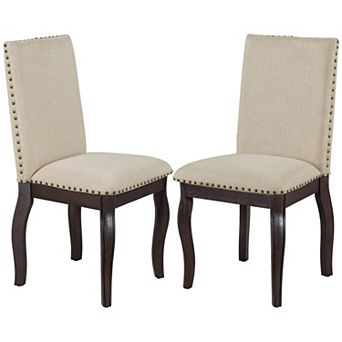 Trikiousd Set of 2 Upholstered Dining Chairs with Nailhead Trim and Solid Wood Legs
