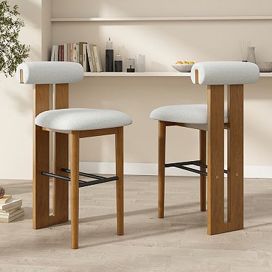 Trikiousd Wooden Upholstered Barstools Set of 2