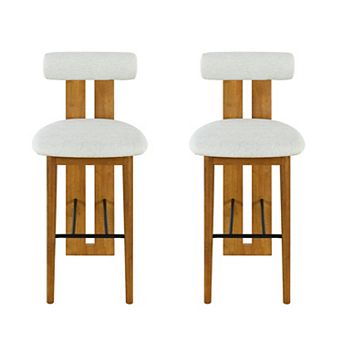 Trikiousd Wooden Upholstered Barstools Set of 2
