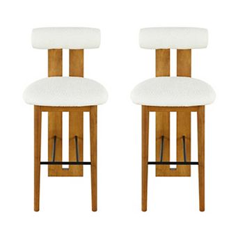 Trikiousd Wooden Upholstered Barstools Set of 2