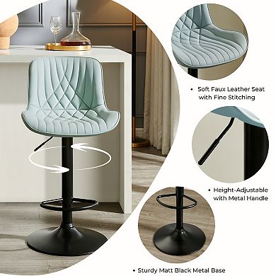 Trikiousd Adjustable Swivel Faux Leather Barstools Set of 2