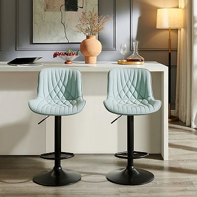 Trikiousd Adjustable Swivel Faux Leather Barstools Set of 2