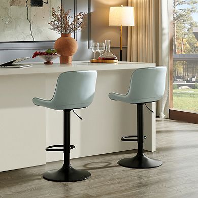 Trikiousd Adjustable Swivel Faux Leather Barstools Set of 2