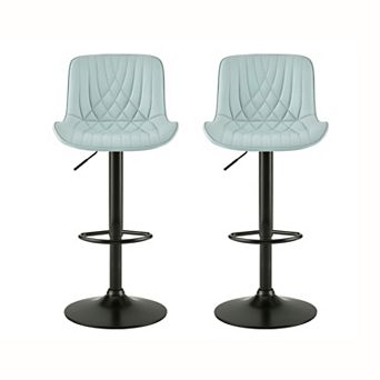 Trikiousd Adjustable Swivel Faux Leather Barstools Set of 2