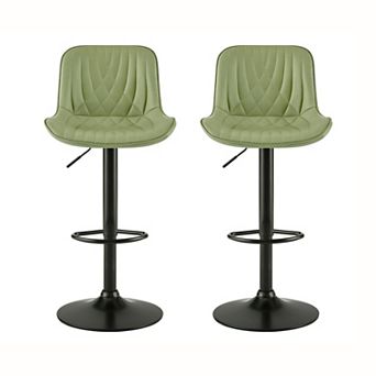 Trikiousd Adjustable Swivel Faux Leather Barstools Set of 2