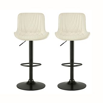 Trikiousd Adjustable Swivel Faux Leather Barstools Set of 2