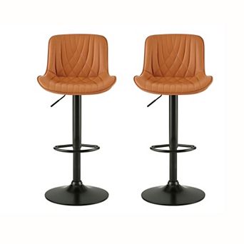 Trikiousd Adjustable Swivel Faux Leather Barstools Set of 2