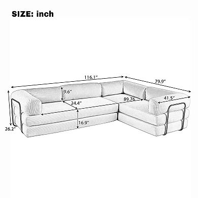 Trikiousd Modular L-Shaped Sofa Bed Convertible Sectional Sofa