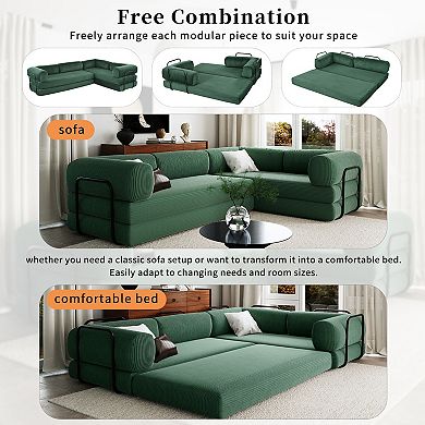 Trikiousd Modular L-Shaped Sofa Bed Convertible Sectional Sofa