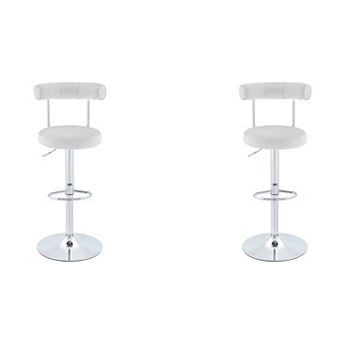 Trikiousd Set of 2 Velvet Upholstered Swivel Adjustable Bar Stools with Backrest and Footrest
