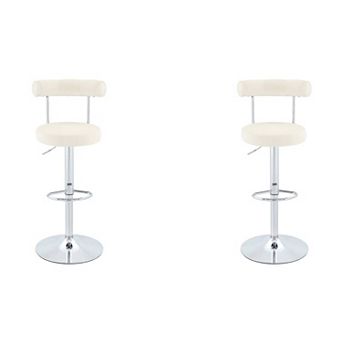 Trikiousd Set of 2 Velvet Upholstered Swivel Adjustable Bar Stools with Backrest and Footrest