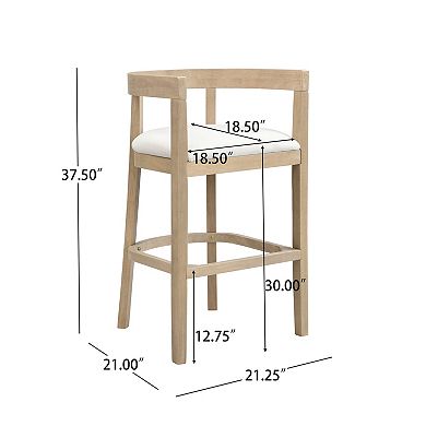Trikiousd Set of 2 Upholstered Bar Stools with Open Barrel Back and Rubberwood Frame