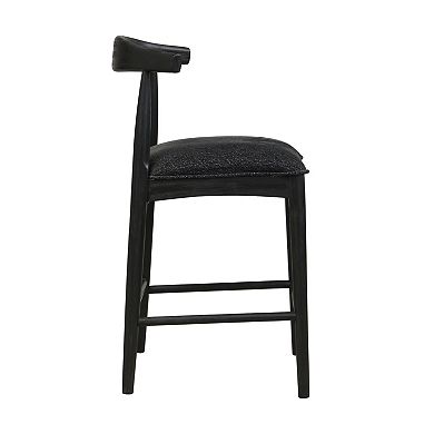 Trikiousd Set of 2 Upholstered Counter Stools with Curved Backrest and Rubberwood Legs