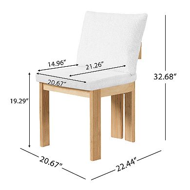 Trikiousd Set of 2 Boucle Dining Chairs with Rubber Wood Frame
