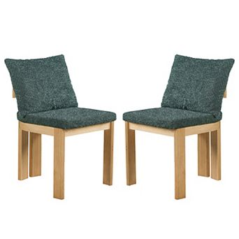 Trikiousd Set of 2 Boucle Dining Chairs with Rubber Wood Frame