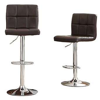 Trikiousd Set of 2 Swivel Faux Leather Adjustable Hydraulic Bar Stools with Footrest