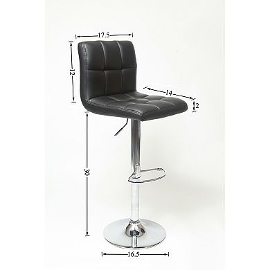 Trikiousd Set of 2 Swivel Faux Leather Adjustable Hydraulic Bar Stools with Footrest