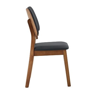 Trikiousd Set of 2 Solid Wood Dining Chairs with Upholstered Seat and Hollow Backrest