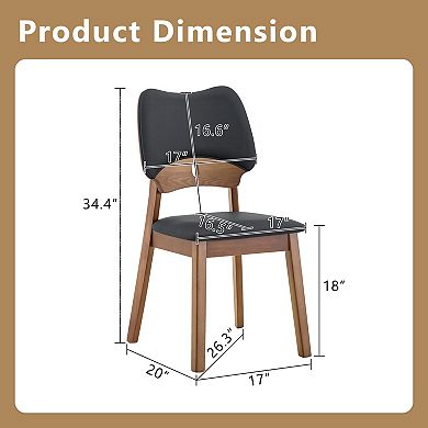 Trikiousd Set of 2 Solid Wood Dining Chairs with Upholstered Seat and Hollow Backrest