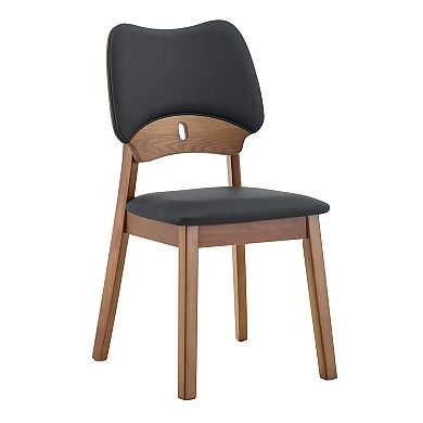 Trikiousd Set of 2 Solid Wood Dining Chairs with Upholstered Seat and Hollow Backrest