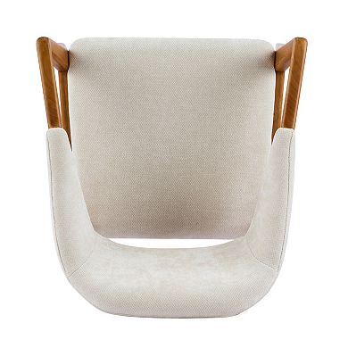 Trikiousd Set of 2 Chenille Upholstered Dining Arm Chairs with Bent Wood Frame