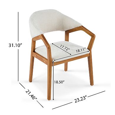 Trikiousd Set of 2 Chenille Upholstered Dining Arm Chairs with Bent Wood Frame
