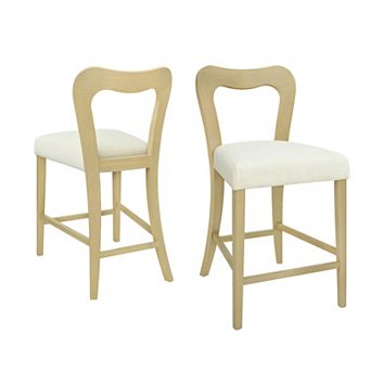 Trikiousd Counter Height Bar Stools with Solid Rubber Wood Legs and Curved Backrest Set of 2
