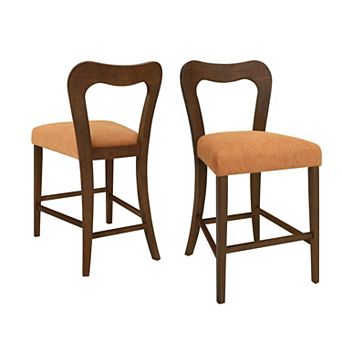 Trikiousd Counter Height Bar Stools with Solid Rubber Wood Legs and Curved Backrest Set of 2