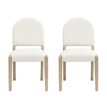 Trikiousd Upholstered Dining Chairs Set of 2 Armless Fabric Side Chairs with Rubberwood Frame