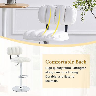 Trikiousd Adjustable Height PU Leather Bar Stools with Chrome Base and Footrest Set of 2