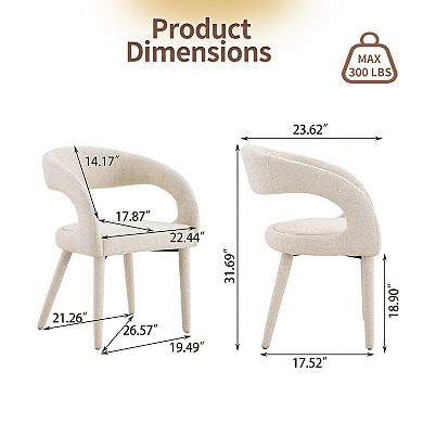 Trikiousd Set of 2 Upholstered Dining Chairs with Hollow Backrest