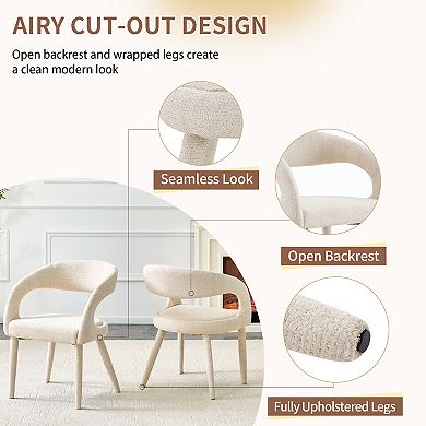 Trikiousd Set of 2 Upholstered Dining Chairs with Hollow Backrest