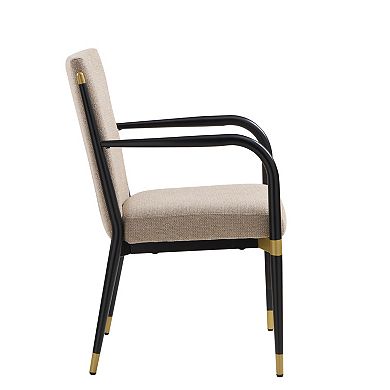 Trikiousd Modern Upholstered Dining Arm Chairs Set of 2 with Iron Frame and Solid Backrest