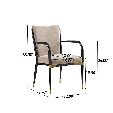 Trikiousd Modern Upholstered Dining Arm Chairs Set of 2 with Iron Frame and Solid Backrest
