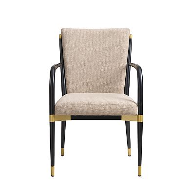 Trikiousd Modern Upholstered Dining Arm Chairs Set of 2 with Iron Frame and Solid Backrest