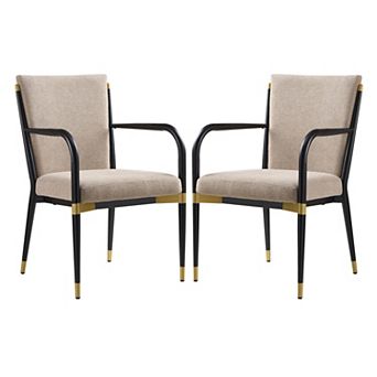 Trikiousd Modern Upholstered Dining Arm Chairs Set of 2 with Iron Frame and Solid Backrest