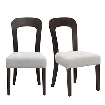Trikiousd Set of 2 Upholstered Dining Chairs with Fabric Seat and Rubber Wood Legs