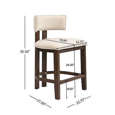 Trikiousd Set of 2 Upholstered Counter Height Bar Stools with Rubberwood Frame and Padded Seat