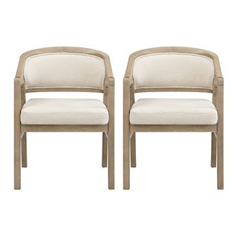 Trikiousd Upholstered Dining Chairs Set of 2 Modern Wooden Frame Side Chairs with Curved Backrest