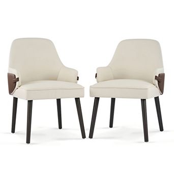 Trikiousd Set of 2 Upholstered Dining Arm Chairs with Fabric Seat and Sturdy Wood Frame