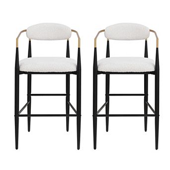 Trikiousd Set of 2 Upholstered Bar Stools with Backrest and Iron Legs