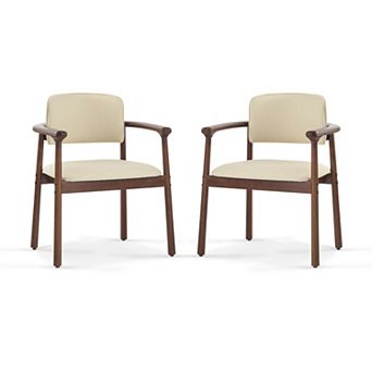 Trikiousd Set of 2 Upholstered Dining Chairs with Rubber Wood Frame and Foam Cushioned Seat