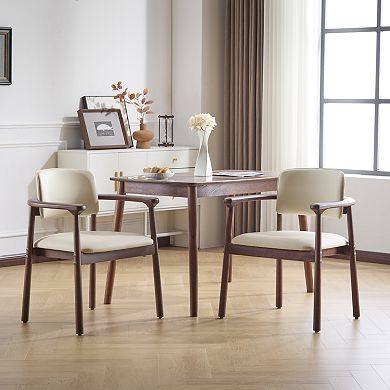 Trikiousd Set of 2 Upholstered Dining Chairs with Rubber Wood Frame and Foam Cushioned Seat