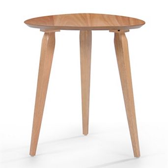Trikiousd Mid Century Round End Table with Tripod Base and Solid Rubberwood Construction